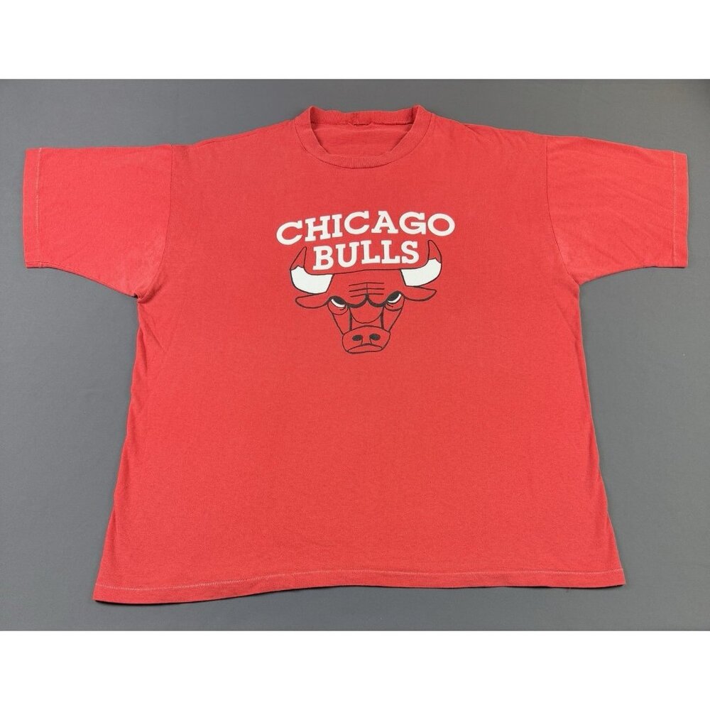 Rare Vintage 90s NBA Chicago Bulls Single Stitch Red Shirt Promo Jordan Rodman